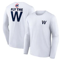 Men's White Chicago Cubs Fly the W Long Sleeve T-Shirt