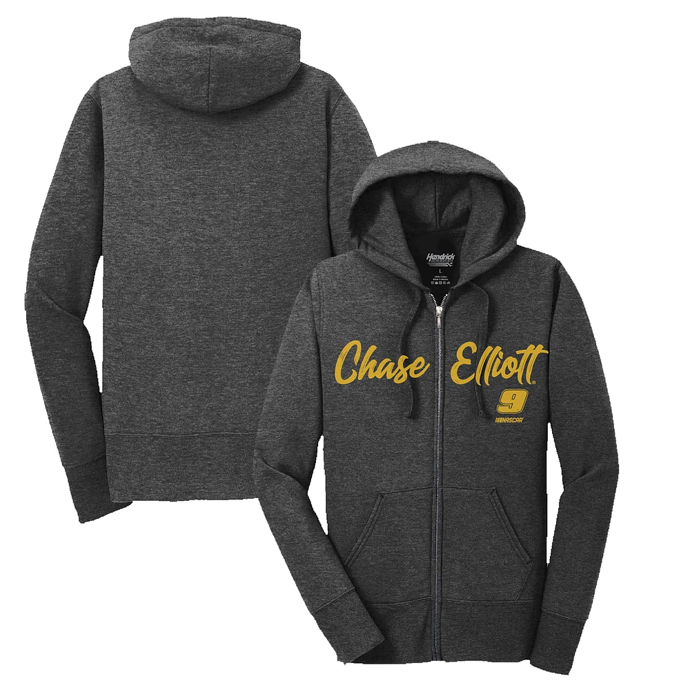 Women's Hendrick Motorsports Team Collection Heather Charcoal Chase Elliott Energy Full-Zip Hoodie