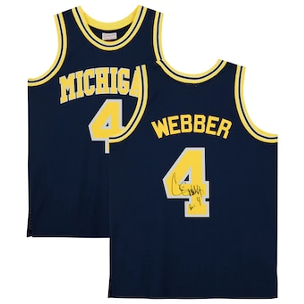 Chris Webber Michigan Wolverines Autographed Navy 1991-92 Mitchell & Ness Swingman Jersey with "Fab Five" Inscription