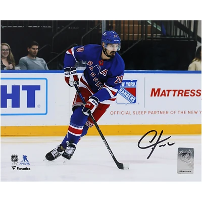 Chris Kreider New York Rangers Autographed 8" x 10" Blue Jersey with Puck Photograph