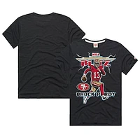 Men's Homage Brock Purdy Heathered Black San Francisco 49ers NFL Blitz Player Tri-Blend T-Shirt