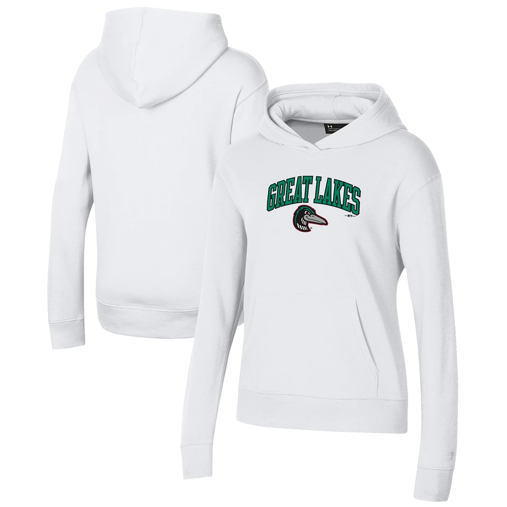Women's Under Armour White Great Lakes Loons All Day Pullover Hoodie