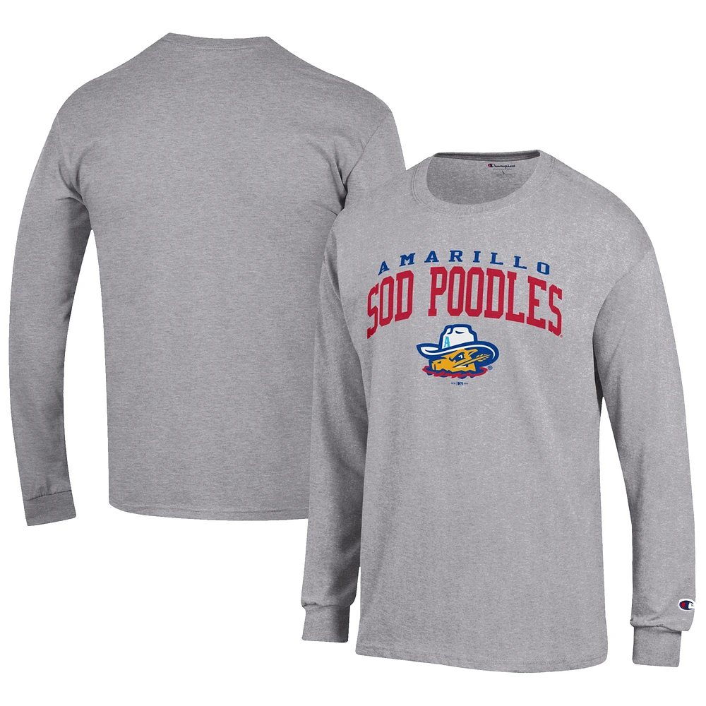 Men's Champion Gray Amarillo Sod Poodles Jersey Long Sleeve T-Shirt