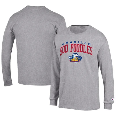 Men's Champion Gray Amarillo Sod Poodles Jersey Long Sleeve T-Shirt