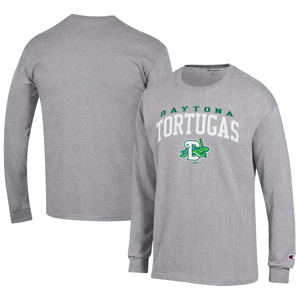 Men's Champion Gray Daytona Tortugas Jersey Long Sleeve T-Shirt