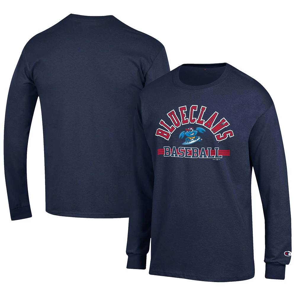 Men's Champion Navy Jersey Shore BlueClaws Long Sleeve T-Shirt