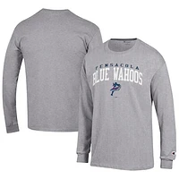 Men's Champion Gray Pensacola Blue Wahoos Jersey Long Sleeve T-Shirt