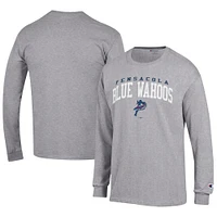 Men's Champion Gray Pensacola Blue Wahoos Jersey Long Sleeve T-Shirt