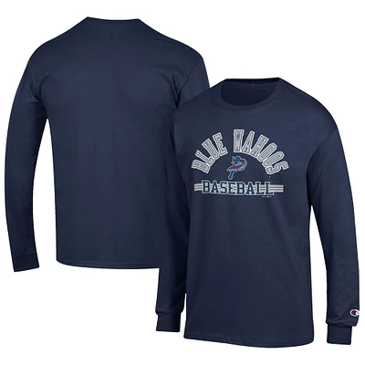 Men's Champion Navy Pensacola Blue Wahoos Jersey Long Sleeve T-Shirt