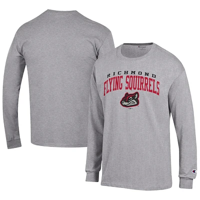 Men's Champion Gray Richmond Flying Squirrels Jersey Long Sleeve T-Shirt