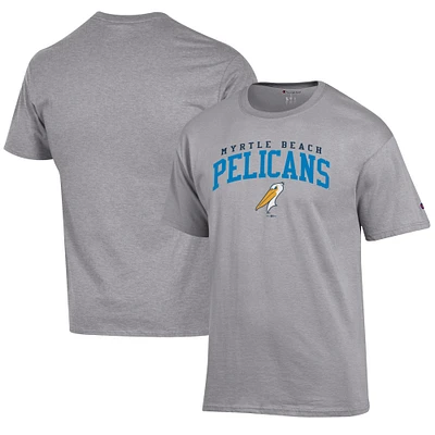 Men's Champion Gray Myrtle Beach Pelicans Jersey T-Shirt