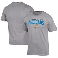 Men's Champion Gray Myrtle Beach Pelicans Jersey T-Shirt