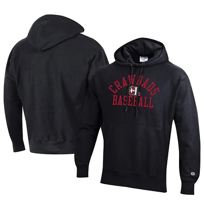 Men's Champion Black Hickory Crawdads Baseball Reverse Weave Pullover Hoodie