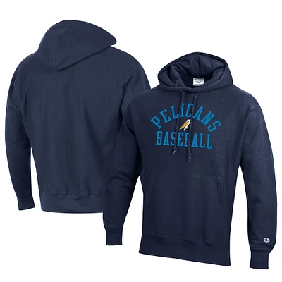 Men's Champion Navy Myrtle Beach Pelicans Baseball Reverse Weave Pullover Hoodie