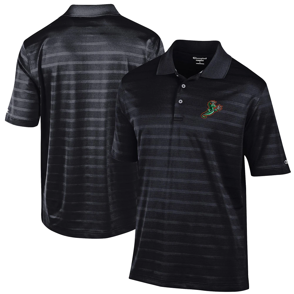 Men's Champion Black Norfolk Tides Textured Solid Polo
