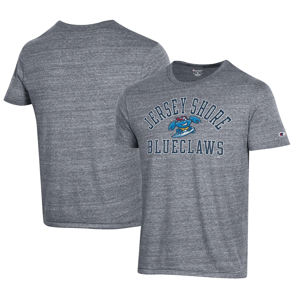 Men's Champion Gray Lakewood Blueclaws Ultimate Tri-Blend T-Shirt