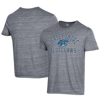 Men's Champion Gray Lakewood Blueclaws Ultimate Tri-Blend T-Shirt