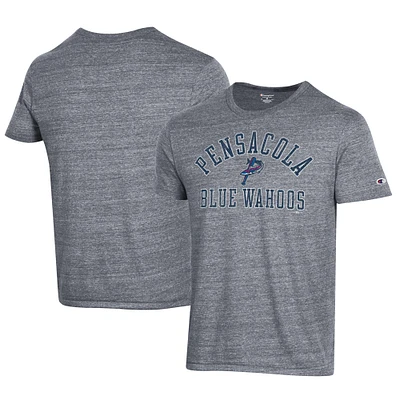 Men's Champion Gray Pensacola Blue Wahoos Ultimate Tri-Blend T-Shirt