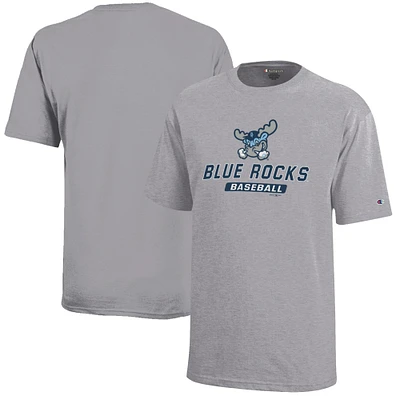 Youth Champion Gray Wilmington Blue Rocks Jersey T-Shirt