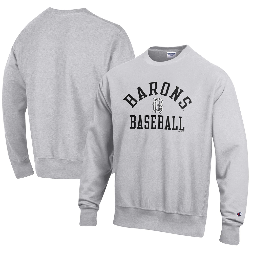 Men's Champion Gray Birmingham Barons Baseball Reverse Weave Pullover Sweatshirt