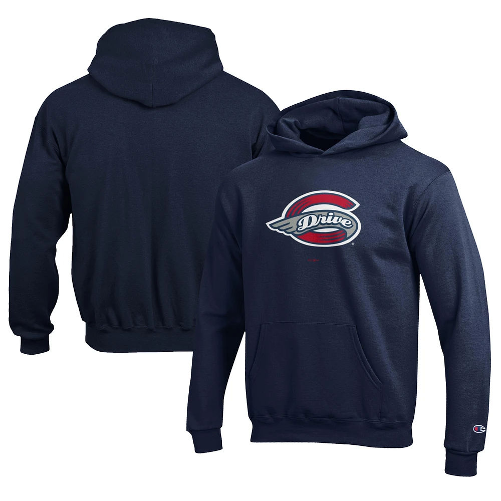 Youth Champion Navy Greenville Drive Eco Powerblend Pullover Hoodie