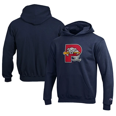 Youth Champion Navy Portland Sea Dogs Eco Powerblend Pullover Hoodie