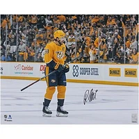 Roman Josi Nashville Predators Autographed 16" x 20" Gold Jersey Celebrating Photograph