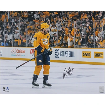 Roman Josi Nashville Predators Autographed 16" x 20" Gold Jersey Celebrating Photograph