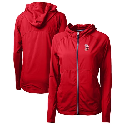 Women's Cutter & Buck Red Boston Red Sox Americana Logo Adapt Eco Knit Hybrid Recycled Full-Zip Hoodie