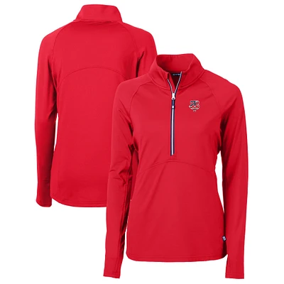 Women's Cutter & Buck Red Minnesota Twins Americana Logo Adapt Eco Knit Stretch Recycled Half-Zip Pullover Top