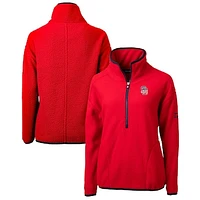 Women's Cutter & Buck Red San Diego Padres Americana Logo Cascade Eco Sherpa Fleece Half-Zip Pullover Jacket