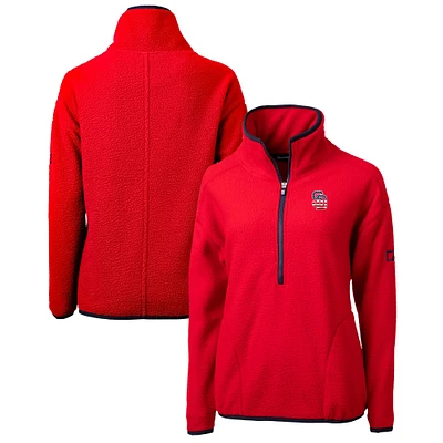Women's Cutter & Buck Red San Diego Padres Americana Logo Cascade Eco Sherpa Fleece Half-Zip Pullover Jacket
