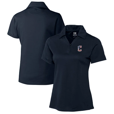 Women's Cutter & Buck Navy Cleveland Guardians Americana Logo DryTec Genre Textured Solid Polo