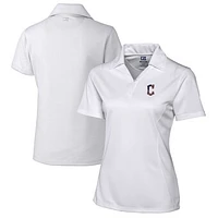 Women's Cutter & Buck White Cleveland Guardians Americana Logo DryTec Genre Textured Solid Polo