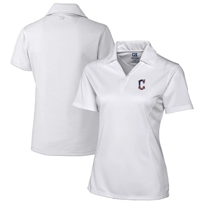 Women's Cutter & Buck White Cleveland Guardians Americana Logo DryTec Genre Textured Solid Polo