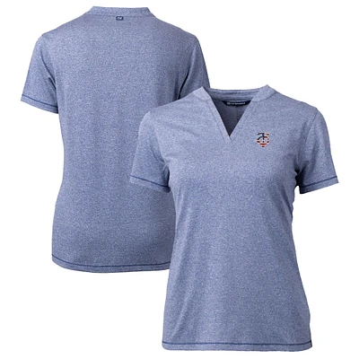 Women's Cutter & Buck Blue Minnesota Twins Americana Logo Forge Stretch Blade V-Neck Polo