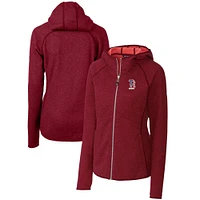 Women's Cutter & Buck Cardinal Boston Red Sox Americana Logo Mainsail Sweater-Knit Full-Zip Hoodie