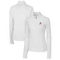Women's Cutter & Buck White Arizona Diamondbacks Americana Logo DryTec Traverse Stretch Quarter-Zip Pullover Top