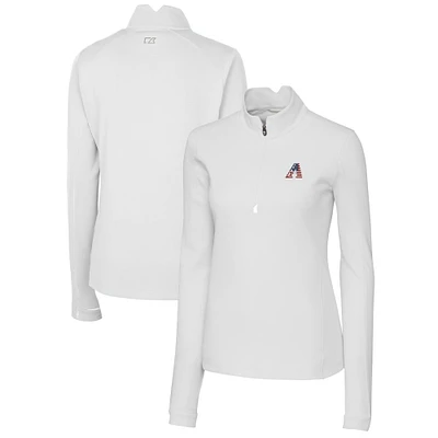 Women's Cutter & Buck White Arizona Diamondbacks Americana Logo DryTec Traverse Stretch Quarter-Zip Pullover Top