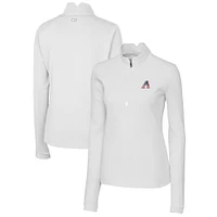 Women's Cutter & Buck White Arizona Diamondbacks Americana Logo DryTec Traverse Stretch Quarter-Zip Pullover Top