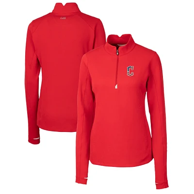 Women's Cutter & Buck Red Cleveland Guardians Americana Logo DryTec Traverse Stretch Quarter-Zip Pullover Top
