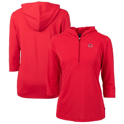 Women's Cutter & Buck Red Cincinnati Reds Americana Logo DryTec Virtue Eco Pique Recycled Half-Zip Pullover Hoodie