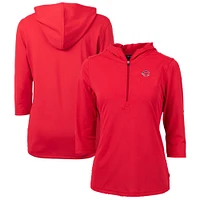 Women's Cutter & Buck Red Cincinnati Reds Americana Logo DryTec Virtue Eco Pique Recycled Half-Zip Pullover Hoodie