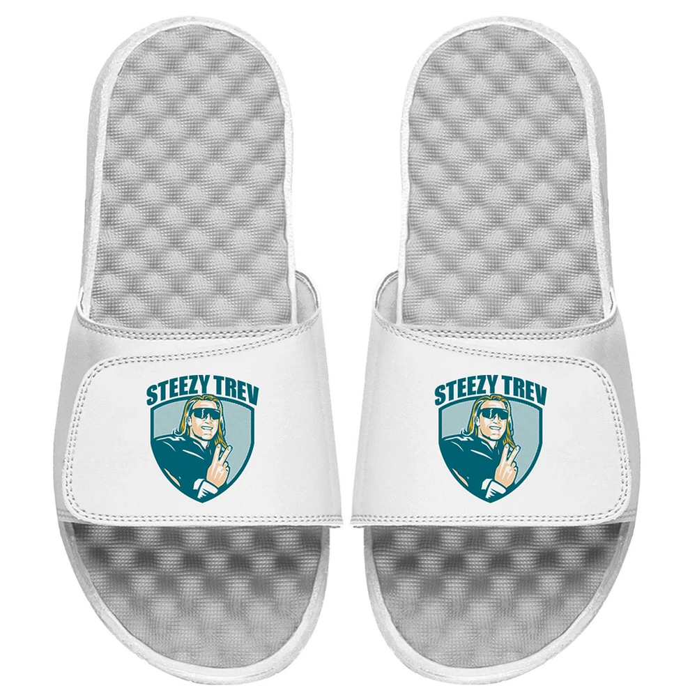 Men's ISlide x BreakingT Trevor Lawrence White NFLPA Steezy Trev Slide Sandals