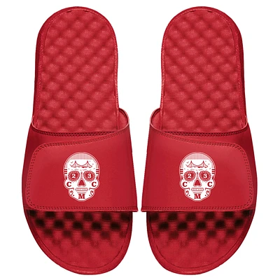 Men's ISlide x BreakingT Christian McCaffrey Red NFLPA Sugar Skull Slide Sandals