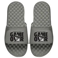 Men's ISlide x BreakingT Chandler Jones Gray NFLPA Game Over Slide Sandals