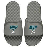 Men's ISlide x BreakingT Jalen Hurts Gray NFLPA MVP Slide Sandals
