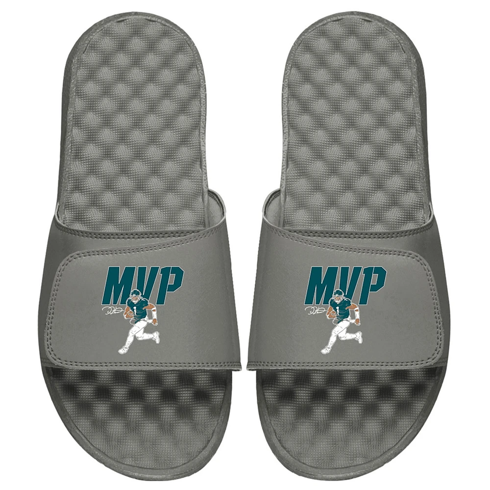 Men's ISlide x BreakingT Jalen Hurts Gray NFLPA MVP Slide Sandals