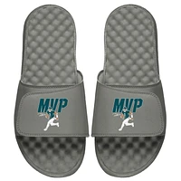 Men's ISlide x BreakingT Jalen Hurts Gray NFLPA MVP Slide Sandals