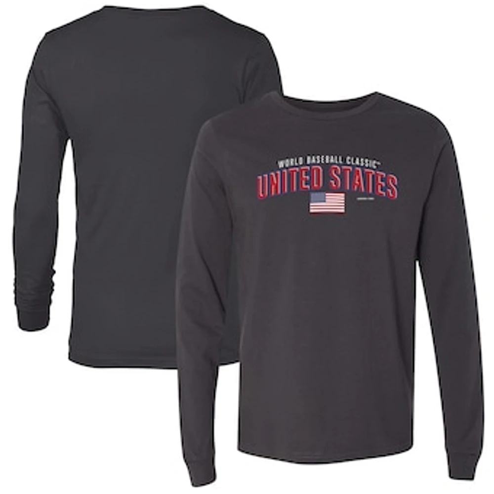 Men's LEGENDS Charcoal USA Baseball 2023 World Baseball Classic Country Arch Long Sleeve T-Shirt